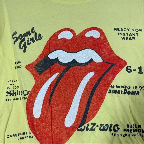 DAYDREAMER NWOT Rolling Stones 1978 Boyfriend Band Tee Neon Yellow Oversized - Picture 3 of 10